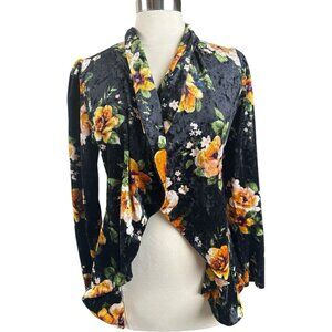 y2k 80s 90s Womens Large L jacket open gothic whimsical fall velvet USA black